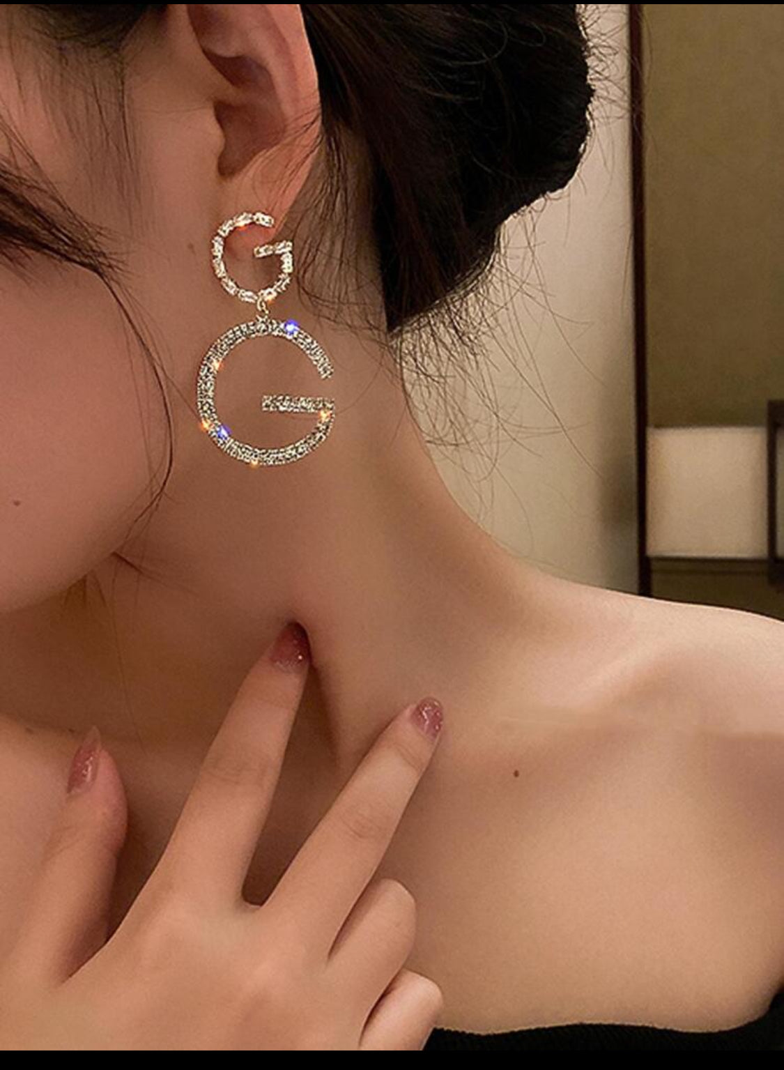 Rhinestone “GG” Statement Dangle Earrings