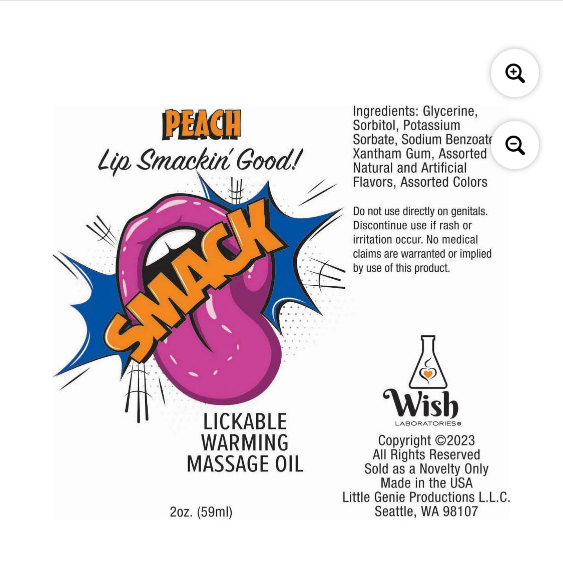 Smack Lickable Massage Oil Blue Raspberry 2 oz.