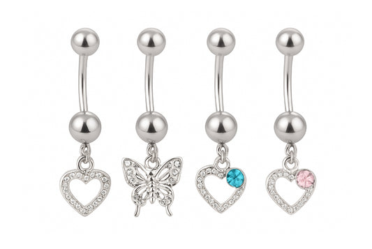 Secret spark butterfly/heart belly rings